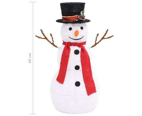 Figurină decorativă crăciun om de zăpadă led 60 cm țesătură lux, 8 image