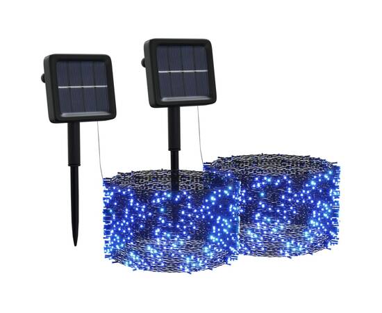 Instalație de lumini solare, 2 buc.x200 led albastru int/ext, 2 image