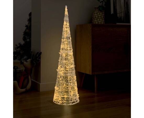 Piramidă decorativă con de lumini cu led alb cald 120 cm acril