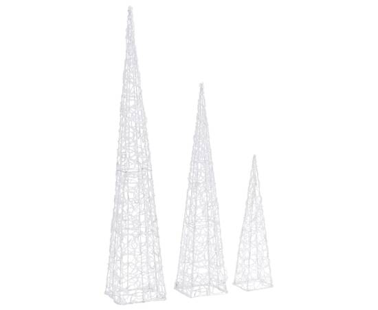 Set conuri decorative cu led-uri, alb cald, 60/90/120 cm, acril, 5 image