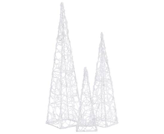 Set conuri decorative cu led-uri, alb rece, 30/45/60 cm, acril, 5 image