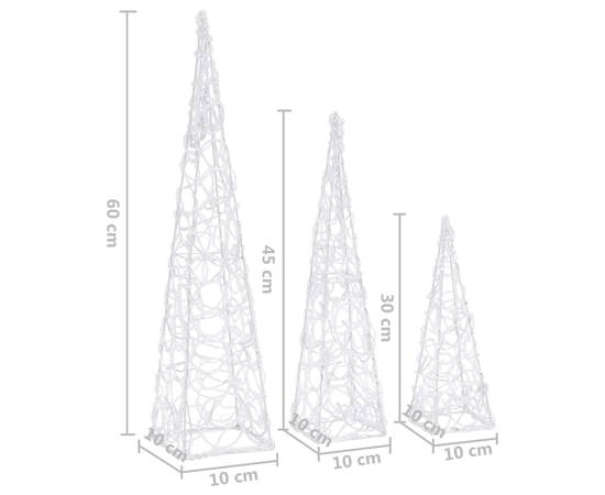 Set conuri decorative cu led-uri, alb rece, 30/45/60 cm, acril, 9 image