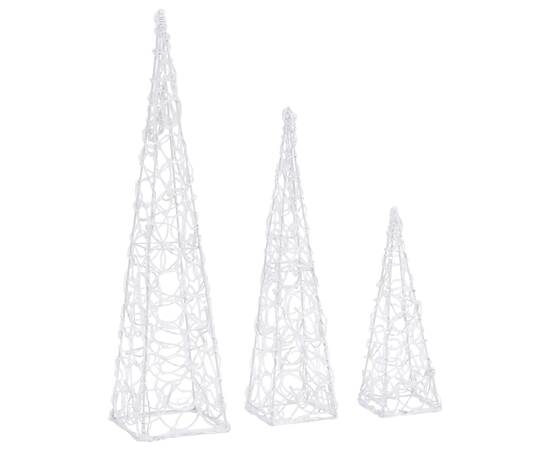 Set conuri decorative cu led-uri, alb rece, 30/45/60 cm, acril, 6 image