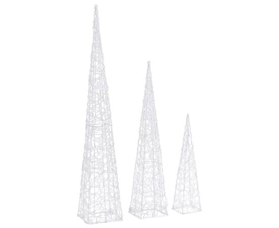 Set conuri decorative cu led-uri, alb rece, 60/90/120 cm, acril, 6 image