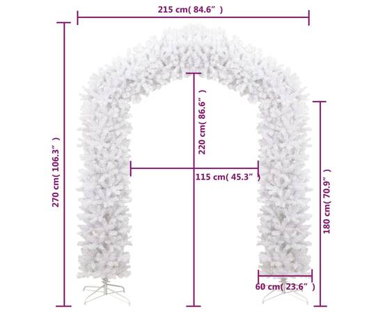 Arcadă pom de crăciun, alb, 270 cm, 6 image