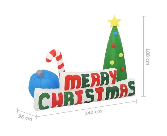 Brad gonflabil crăciun fericit decorațiuni cu led 240x188 cm, 5 image