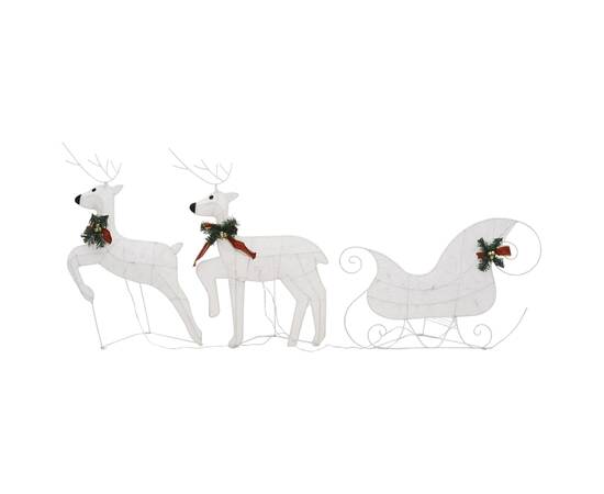 Decor de crăciun cu reni și sanie, 60 led-uri, alb, exterior, 3 image