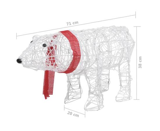 Decorațiune de crăciun urs, 45 leduri, 71 x 20 x 38 cm, acrilic, 9 image