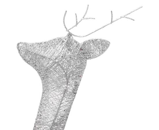 Familie reni de crăciun, argintiu/alb rece, 270x7x90 cm, plasă, 7 image