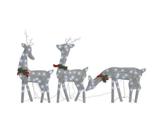 Familie reni de crăciun, argintiu/alb rece, 270x7x90 cm, plasă, 2 image