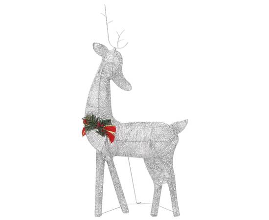 Familie reni de crăciun, argintiu/alb rece, 270x7x90 cm, plasă, 4 image