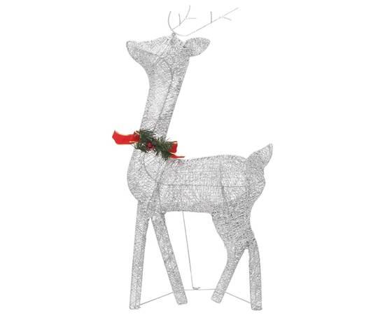 Familie reni de crăciun, argintiu/alb rece, 270x7x90 cm, plasă, 5 image