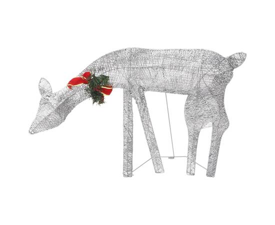 Familie reni de crăciun, argintiu/alb rece, 270x7x90 cm, plasă, 6 image