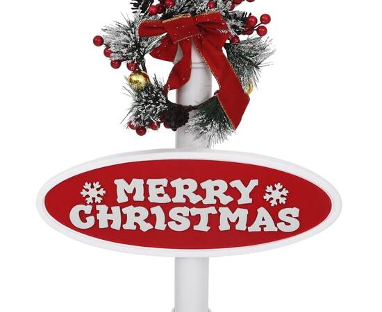 Felinar stradal cu moș crăciun, alb/roșu, 81x40x188 cm, pvc, 11 image