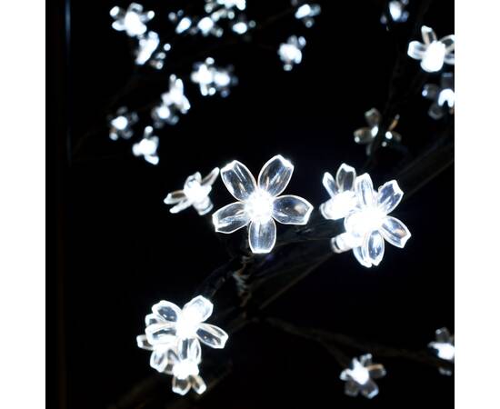 Pom crăciun, 200 led-uri alb rece, flori de cireș, 180 cm, 7 image