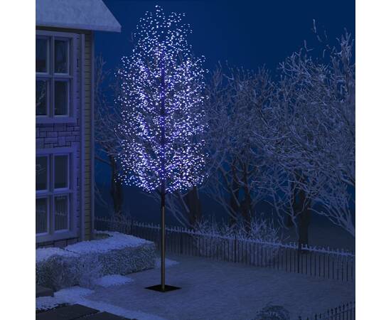 Pom crăciun, 2000 led-uri lumină albastră flori de cireș 500 cm