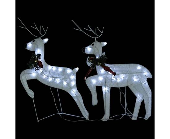 Reni de crăciun, 2 buc., alb, 40 led-uri, 7 image