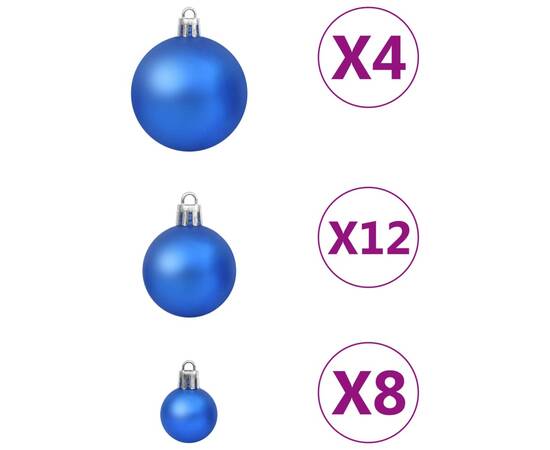 Set de globuri de crăciun, 100 piese, albastru, 3 image