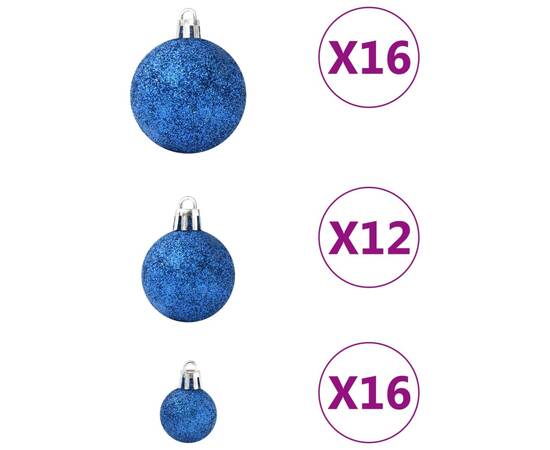 Set de globuri de crăciun, 100 piese, albastru, 5 image