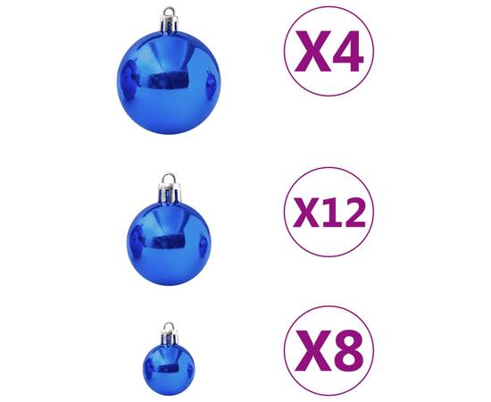 Set de globuri de crăciun, 100 piese, albastru, 4 image