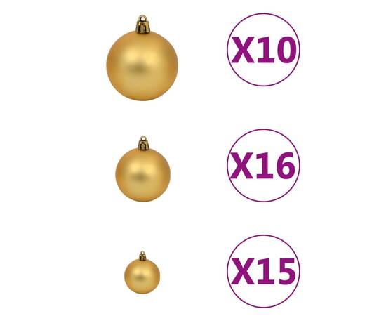 Set globuri crăciun cu vârf & 300 led-uri 120 piese auriu&bronz, 8 image