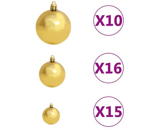 Set globuri crăciun cu vârf & 300 led-uri 120 piese auriu&bronz, 7 image
