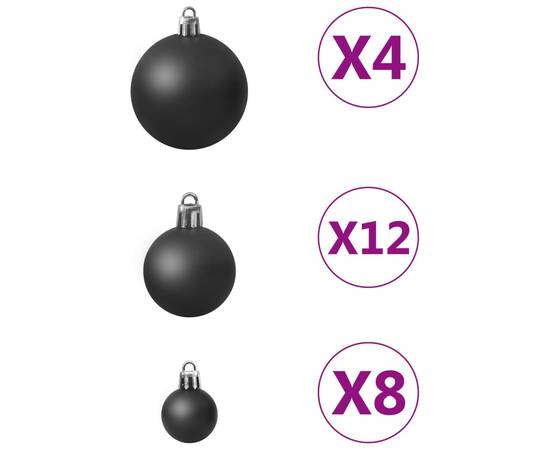 Set globuri de crăciun, 100 piese, negru, 3 image