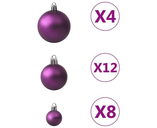 Set globuri de crăciun, 100 piese, violet, 2 image