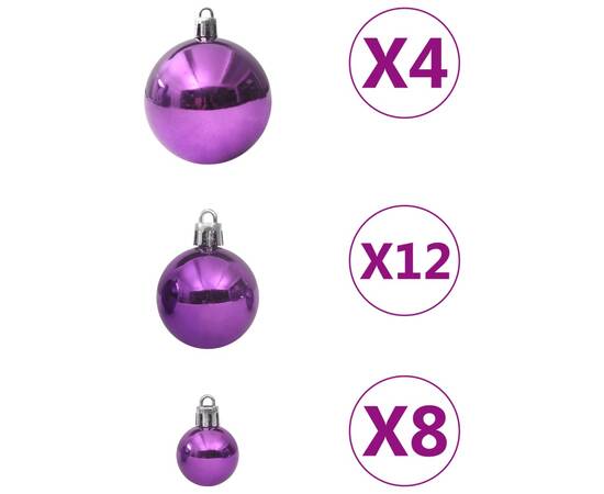 Set globuri de crăciun, 100 piese, violet, 3 image
