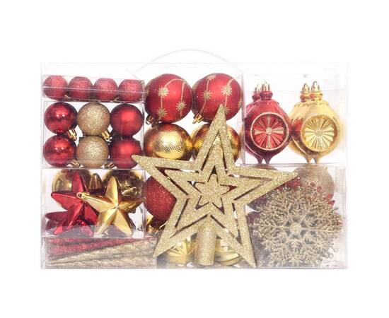 Set globuri de crăciun, 108 piese, auriu și roșu, 2 image