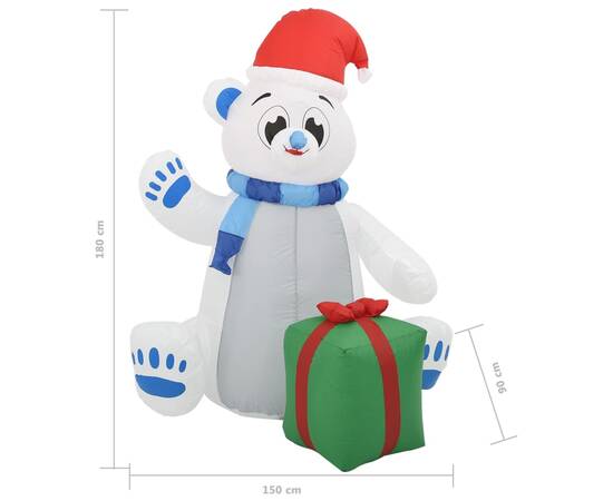 Urs polar gonflabil de crăciun cu led, 1,8 m, interior/exterior, 8 image