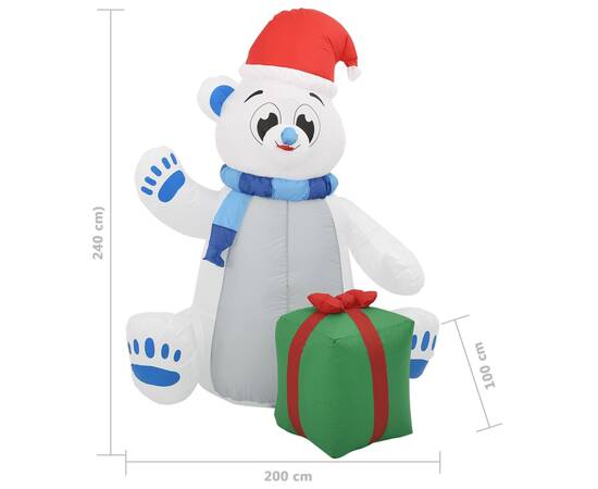 Urs polar gonflabil de crăciun cu led, 2,4 m, interior/exterior, 7 image