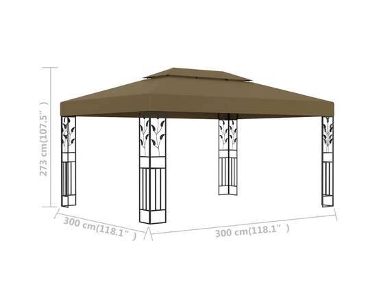 Pavilion cu acoperiș dublu, gri taupe, 3 x 4 m, 180 g/m², 6 image