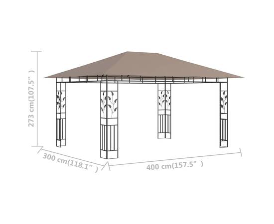 Pavilion cu plasă anti-țânțari, gri taupe, 4x3x2,73 m, 180 g/m², 6 image