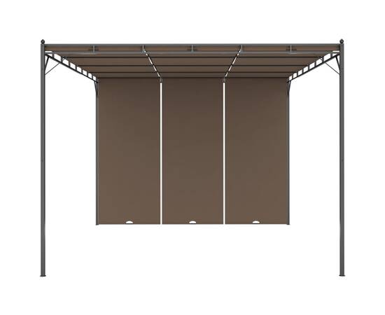 Pavilion de grădină cu perdea laterală, gri taupe, 4x3x2,25 m, 3 image