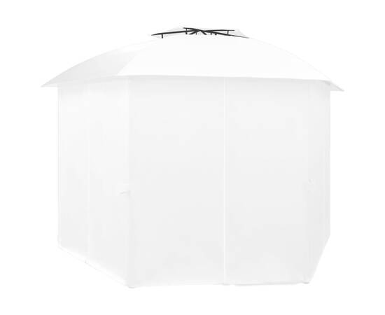 Pavilion de grădină cu perdele, alb, 360x312x265 cm, 180 g/m², 4 image
