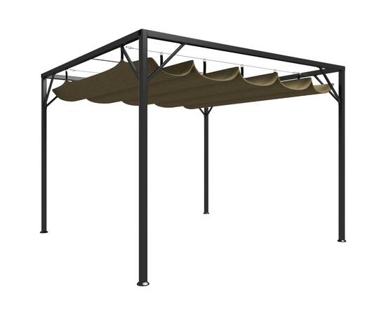 Pavilion grădină, acoperiș retractabil gri taupe 3x3 m 180 g/m²