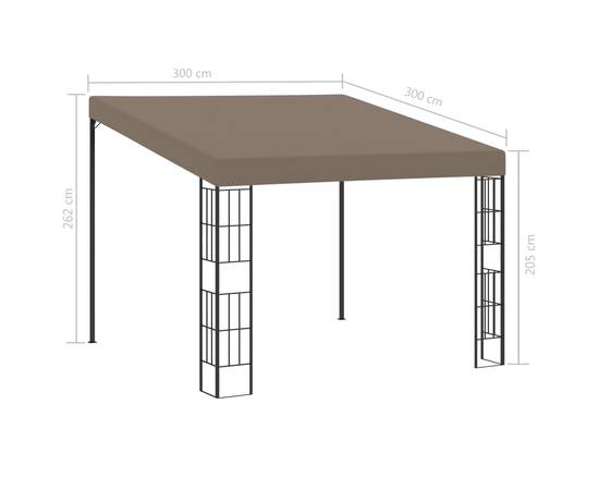 Pavilion montat pe perete, gri taupe, 3 x 3 m, material textil, 6 image