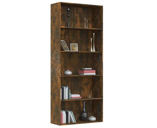 Bibliotecă 5 niveluri stejar fumuriu 80x30x189 cm lemn compozit, 3 image