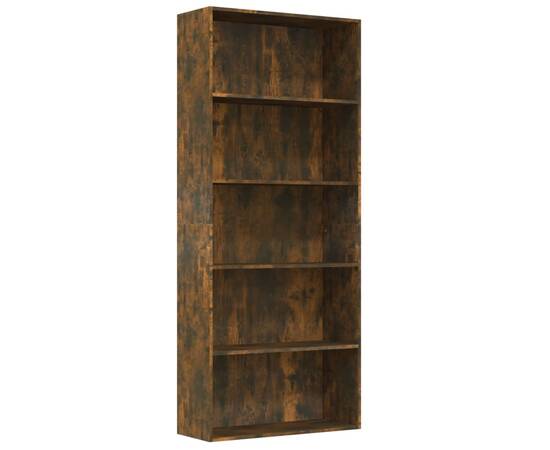 Bibliotecă 5 niveluri stejar fumuriu 80x30x189 cm lemn compozit, 2 image