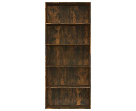 Bibliotecă 5 niveluri stejar fumuriu 80x30x189 cm lemn compozit, 4 image