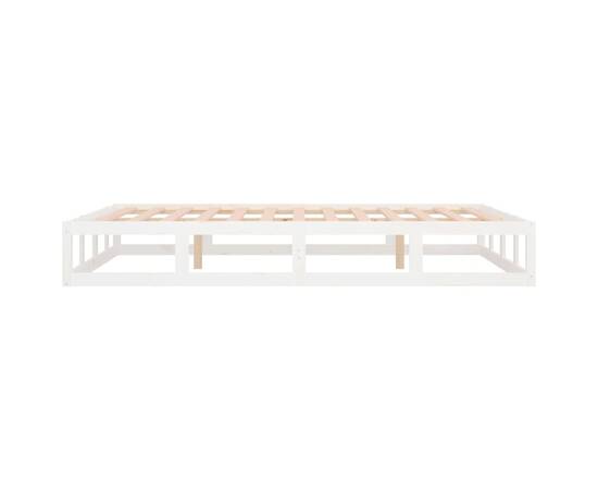 Cadru de pat, alb, 140x200 cm, lemn masiv, 7 image