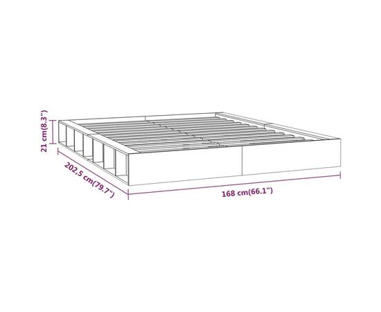 Cadru de pat king size 5ft, alb, 150x200 cm, lemn masiv, 8 image
