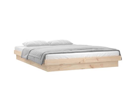 Cadru de pat double 4ft6 cu led, 135x190 cm, lemn masiv, 2 image