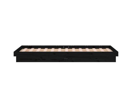 Cadru de pat single 3ft cu led, negru, 90x190 cm, lemn masiv, 8 image