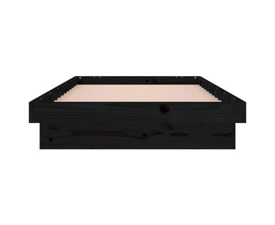 Cadru de pat single 3ft cu led, negru, 90x190 cm, lemn masiv, 7 image