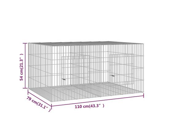 Cușcă pentru iepuri, 2 panouri, 110x79x54 cm, fier galvanizat, 7 image