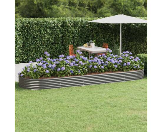 Jardinieră grădină gri 450x140x36 cm oțel vopsit electrostatic