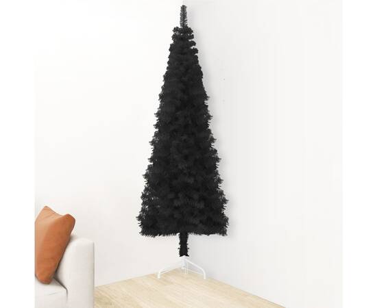 Jumătate brad de crăciun subțire cu suport, negru, 240 cm, 3 image