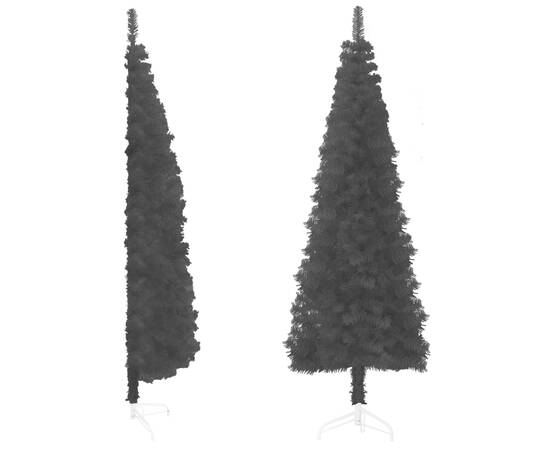 Jumătate brad de crăciun subțire cu suport, negru, 240 cm, 2 image
